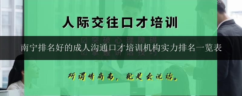 南寧排名好的成人溝通口才培訓(xùn)機構(gòu)實力排名一覽表